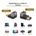 8K HDMI-Compatible Side Bend 90 Degree Adapter 90 Degree Right Angle 270 Degree Adapter HDMI Male To Female Expansion Connector. 