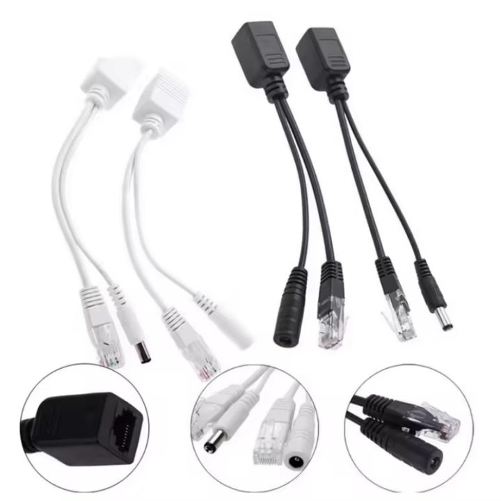 1 Pair Passive Power Over Ethernet Adapter Cable POE Cable POE Splitter RJ45 Injector Power Supply Module 12-48v for IP Camea
