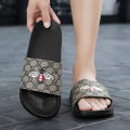 Men's Fashionable and Versatile One-Legged Lazy Slippers, Comfortable Beach Little Bee Checkered Slippers. 