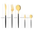Black Gold 20Pcs Dinnerware Set Stainless Steel Dinner Knife Fruit Fork Spoon Cutlery Set Kitchen Tableware Flatware Set.