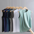 Summer Ice Silk Breathable and Sweat-absorbing Quick Drying Men's Sleeveless T-shirt Soft and Comfortable Men's Top.