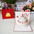 Happy Birthday Card for Girl Kids Wife Husband 3d Birthday Cake Pop-Up Greeting Cards Postcards Gifts with Envelope. 