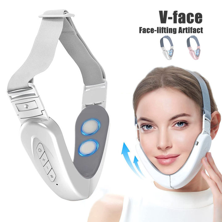 LED Photon Therapy Face Slimming Vibration Massager EMS Facial Lifting Devices Double Chin V Line Lift Belt Cellulite Jaw Device