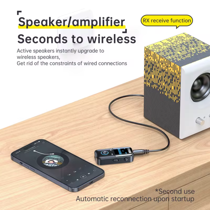 Bluetooth%205.4%20Receiver%20Transmitter%203.5mm%20AUX%20Audio%20Receiver%20Support%20TF%20Card%20Wireless%20Audio%20Adapter%20With%20Mic%20LED%20Digital%20Display%20-%20Image%203