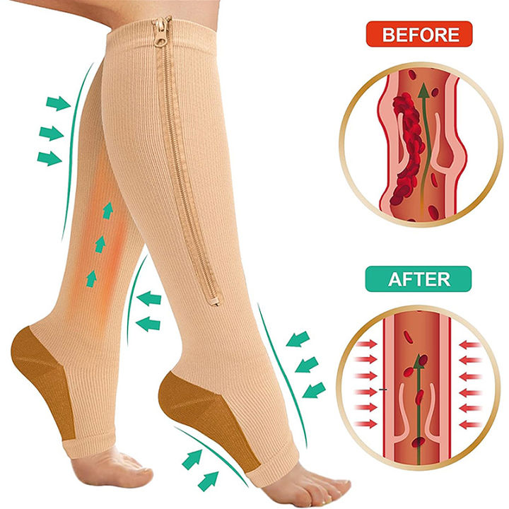 Medical%20Compression%20Socks%20with%20Zipper%20Knee%20High%2015-20%20mmHg%20Open%20Toe%20Support%20Sock%20for%20Women%20Men%20-%20Image%203
