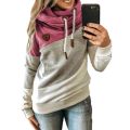 2024 European and American Fashion New Autumn and Winter Patchwork Hooded Fleece Loose Sweatshirt. 
