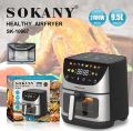 Sokany Air Fryer 9.5 Ltrs With Glass Window Basket 2400 Watt. 
