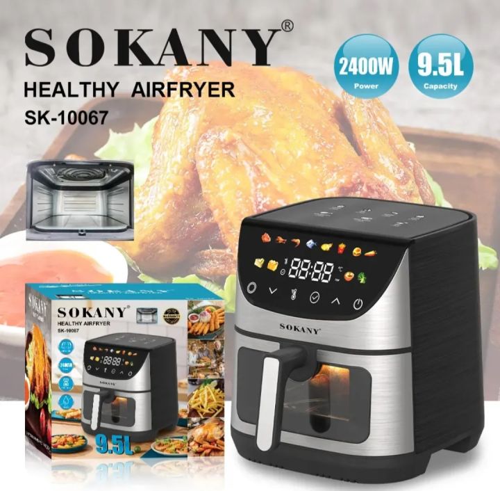 Sokany Air Fryer 9.5 Ltrs With Glass Window Basket 2400 Watt