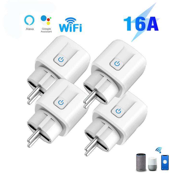 Tuya 16A 20A EU Smart Socket WiFi Smart Plug With Timing Function Voice Control Alexa  Assitant