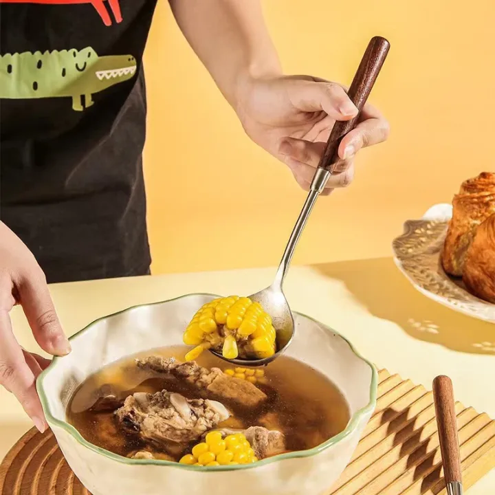 Walnut%20Handle%20Kitchen%20Utensils%20Stainless%20Steel%20Cake%20knife%20Shovel%20Pan%20Shovel%20Rice%20Spoon%20Soup%20Ladle%20Restaurant%20Service%20Component%20-%20Image%204