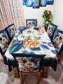 Digital New 3D Print Dining Table Cover with 6 Piece Matching Chair Cover -7 Piece Set.. 