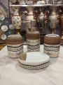 4 Pcs - Ceramic Bathroom Accessories Set with Soap Holder, Toothbrush Holder, Soap Dish- White Black Color. 