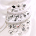 24 Pcs Gothic Skeleton Unisex Ring Set Punk Grunge Butterfly Frog Woman Man Jewelry Hip Hop Party Street Ring Accessories .