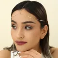 Pearl Chain Tikli Headpiece Imitation Pearl Link Chain Elegant Head Forehead Accessories Bling Bridal Hair Chain Women Lady Aesthetic Jewelry.