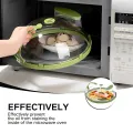 Microwave Cover Splatter-Proof Microwave Guard Cover Clear Microwave Plate Cover with Handle Kitchen Cooking Lid for Vegetables. 