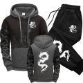 Fashion Men Single Piece Sweatshirts Sweatpants Versatile Men's Tracksuit Casual Comfort Daily Sports Simple Splashed Ink Hoodie.