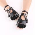 Unisex Fingerless Driving PU Leather Gloves Motor Cool Rivet  Disco Dancing Rock and Roll Black Red White Punk Gloves. 