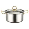 5 Pieces Stainless Steel Cookware Set with Handles - Sizes 16/18/20/22/24cm, Capacities 1150ml to 4250ml. 