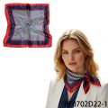 PESENAR Air Hostess Silk Scarf: Navy & White Striped with Red Borders - Stylish Accessory for Cabin Crew Uniforms. 