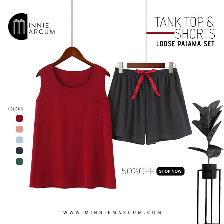 tank top and shorts pajama set for women