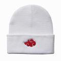 Anime Ninja Figure Cosplay Caps Cartoon Embroidered Red Cloud Hokage Sharingan Unisex Elastic Black Knitted Winter Warm Hats. 