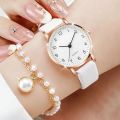 5 Pcs Women Luxury Watch With Bracelet, Necklace And Earrings Beautiful Watch Set For Women For All Occasion. 