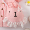 2PCS Baby Girl Pink Short Sleeve Dress with Cute Shoulder Bag Toddler Baby Princess Dress Summer Fashion Clothes for 3-24 Months. 