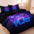 3Pcs Gaming Equipment Pattern - Modern Video Game Controller Mouse Keyboard Headphone Gamepad Print Duvet Cover Bedding Set. 
