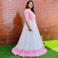 China Lilen Fabrics Gown 1piece long kurti different koti, Gown long kurti For Stylish Women / Girls Fashionable. 