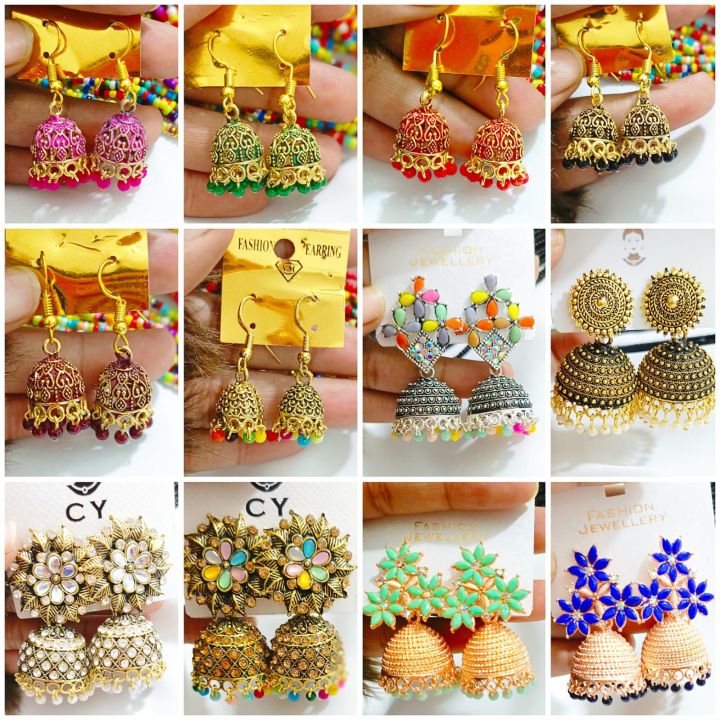One Pair Of Traditional Multicolor Jhumka Earrings Drop Earrings For 