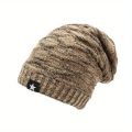 1PC New Unisex Slouchy Winter Hats Add Fur Lined Men And Women Warm Beanie Cap Casual Five-pointed Star Decor Winter Knitted Hat. 