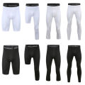 Men Compression Base Layer Running Tight Shorts Sport 3/4 Cropped Pant Leggings Gym Basketball Fitness Exercise Cycling Trousers. 