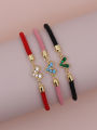 Simple and Versatile Gold-Plated Copper Multi-Color Zircon Adjustable Red Pink Black Push Pull Bracelet Men Women Couple Jewelry. 