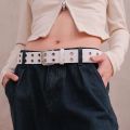 1pc Women's Belt Trend Simple Double Hole Men Belt Punk Hip Hop Rock Style Subculture Y2K Belt Punch Free Belt for Men and Women. 