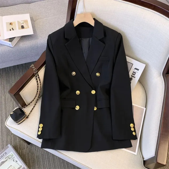 Smvp%202024%20Autumn%20Winter%20New%20Office%20Elegant%20Temperament%20Metal%20Buttons%20Coat%20Ladies%20Vintage%20Double-breasted%20Black%20Outerwear%20Women%20-%20Image%204