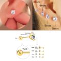 2Pcs Gold Plating Round Zircon Cartilage Earring. 