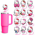 6Pcs Hello Kitty Straw Cover Cap 10MM Drink Straw Plug Splash Proof Drink Cup Straw Cap Eco-friendly Charm Pendant Party Gift ﻿. 