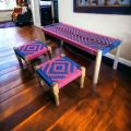Handmade Traditional Wooden Charpai Set – Premium Mini Charpai & Bench Set | Multicolor Woven Design | Pakistani Handcrafted Furniture for Home Décor. 