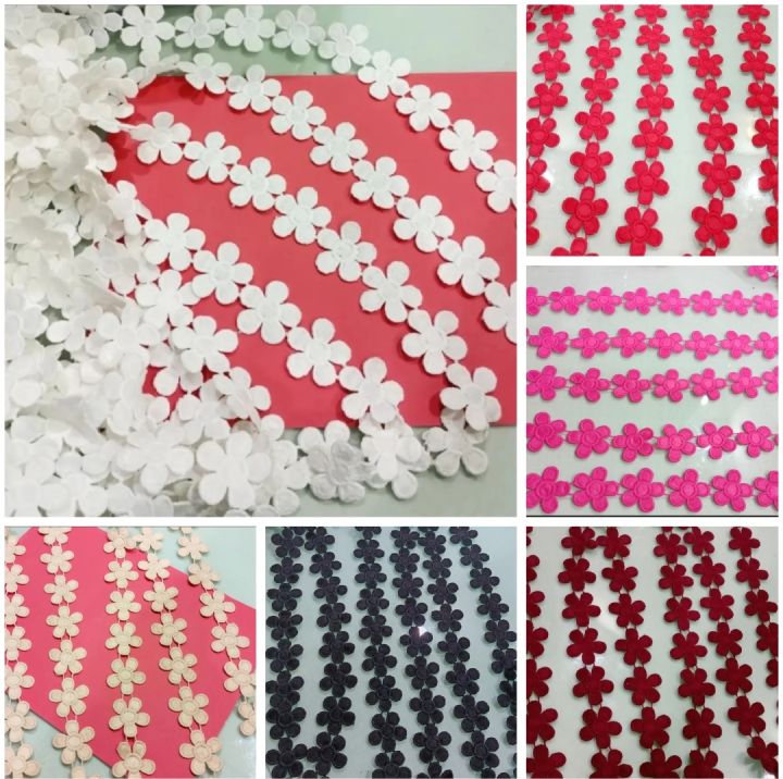 FASHION! (2 GAZ) TOP QUALITY MILKY FLOWERS DESIGNER LACE FOR WOMEN CLOTHES/Size 1.5 inch width
