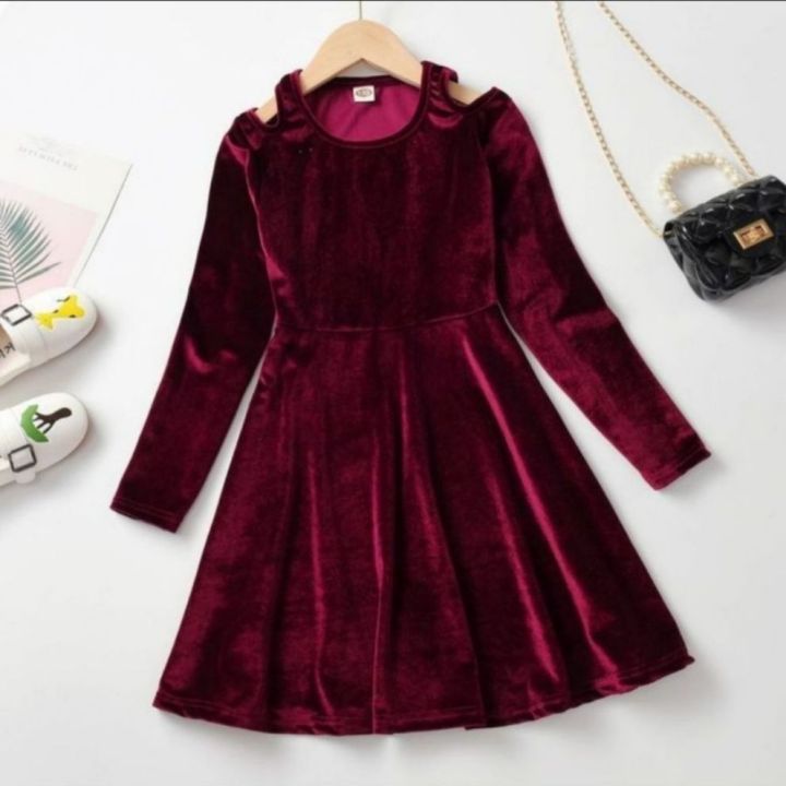 new Velvet frock for girls special velvet frock quality dresse