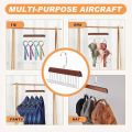 8 Hooks Adjustable Closet Hangers, Wooden Hangers for Belt Hanger for Tie Lingerie Belt Scarf Tie Storage Racks Foldable Hooks Wood Hanger Wardrobe Organizers for Men Women. 