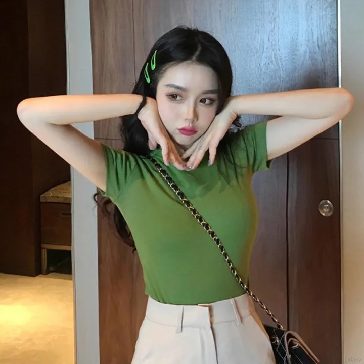 Korean%20style%20big%20boobs%20T-shirt%20female%20sweet%20Korean%20style%20cotton%20tight%20short%20sleeve%20long%20sleeve%20chest%2032-38%20girls%20S-M%20wear%20-%20Image%202