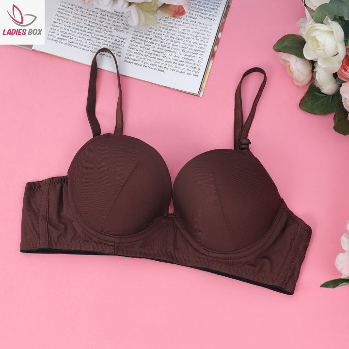 Cotton%20Foam%20Bra%20%7C%20With%20Wire%20Bra%20For%20Women%20%7C%20Dark%20Marron%20Solid%20Color%20-%20Image%202