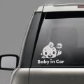 Baby In Car Waving Baby on Board Safety Sign Auto Window Bumper PET Waterproof Sticker Silver White Universal Car Accessories. 