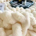 Solid Color Fluffy Blankets Thickened Wide Striped Blanket Soft Warm Sofa Bed Sheet Cover Chunky Nap Blanket Home Bedroom Decor. 