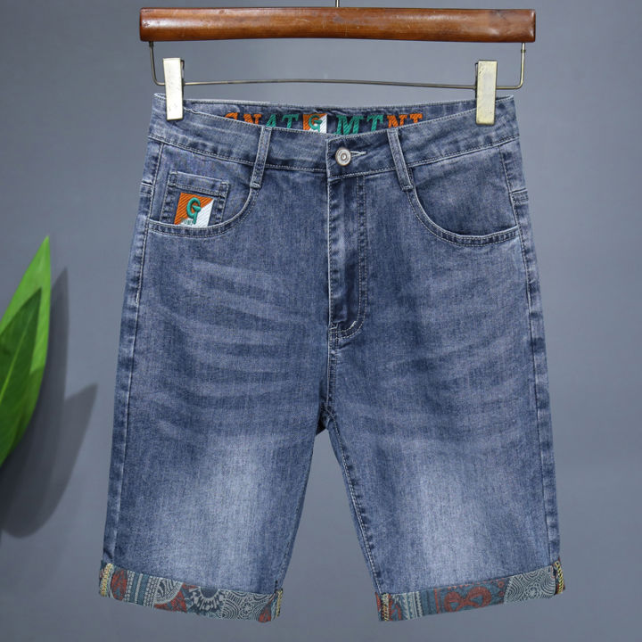 Summer%20New%20Men's%20Embroidered%20Denim%20Shorts%20Fashion%20Straight%20Slim%20Personality%20Streetwear%20Jeans%20Male%20Bermuda%20Male%20Short%20Pants%20-%20Image%202