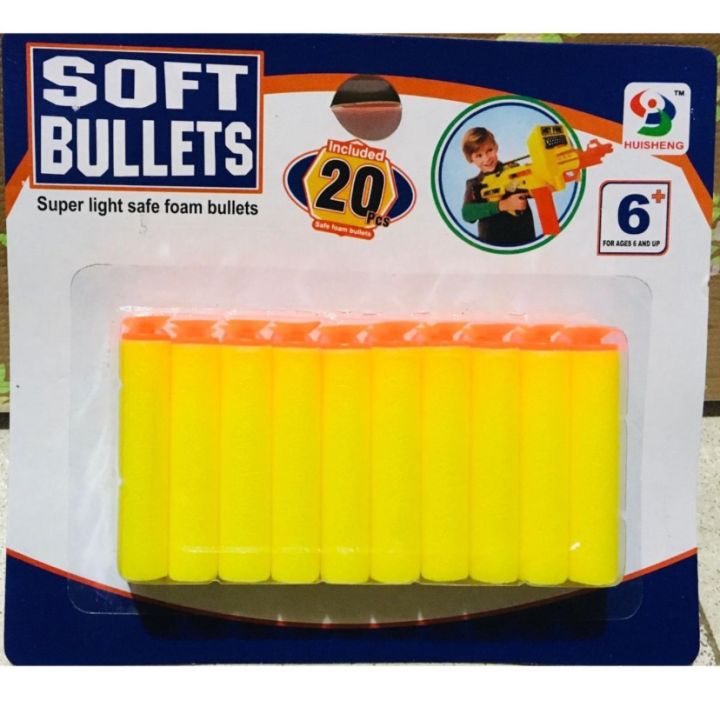 Pack of 20 Refill Bullet Darts for Nerf N-Strike Elite Series Blasters Kid Toy Gun (Yellow, 20PCS)