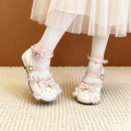 Women's Lolita Mary Jane Shoes, Mid-Heel Round Toe Bow Pumps, Sweet Cute Style, Suitable for Students, Daily and Party Wear..