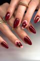 12pcs Glossy Wine Red Press On Nails - Medium Almond Long Shape Nails for Women, Easy to Apply & Durable for Daily Wear & Special Occasions, Quick Manicure, Smooth Finish. 