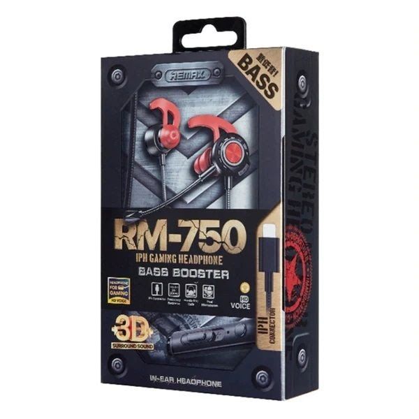 REMAX RM-750 iPh Lightning Gaming Earphone(1 year replacement warranty)